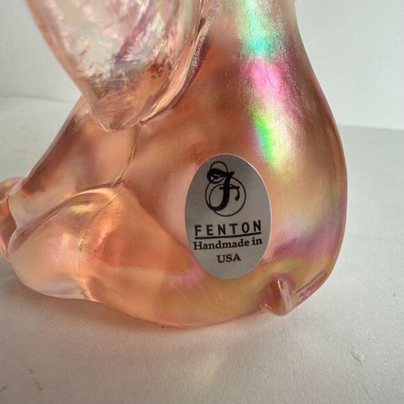 Fenton Iridescent Glass Elephant Sunset Satin Pink Figurine - Picture 5 of 7